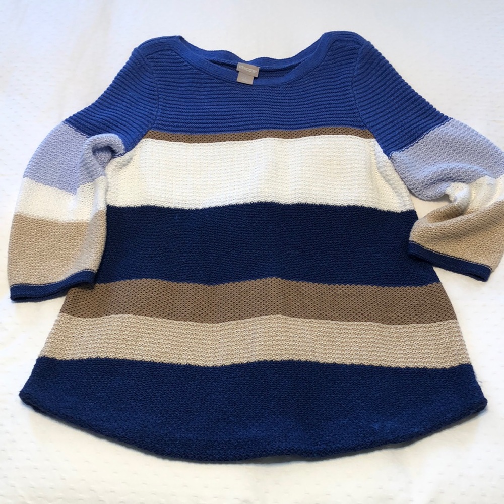Loose weave sweater in shades of blue